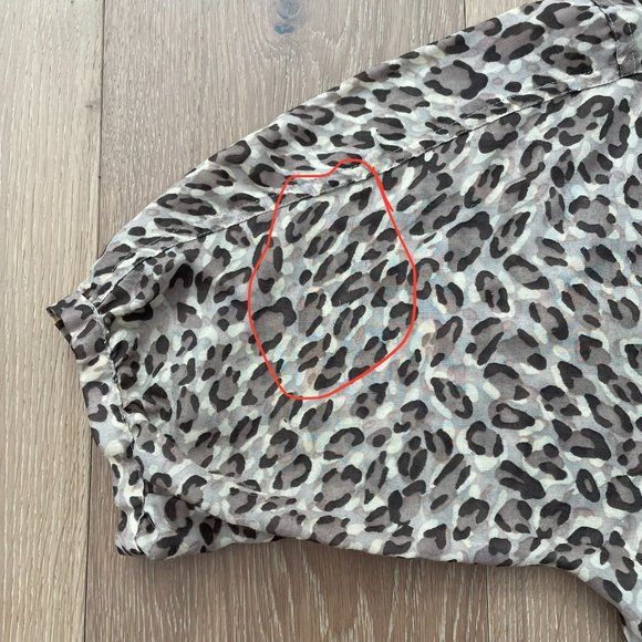 Loft Blouse Women Small Petite Brown Tan Animal Print Ann Taylor Leopard Shirt - Picture 12 of 14
